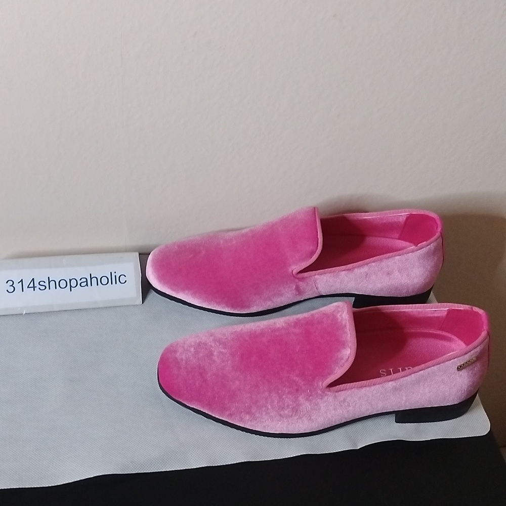 Mens Pink Velvet Loafers
